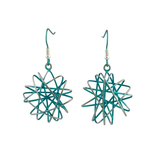 Round Cage Chaos Kingfisher Blue Drop & Dangle Earrings